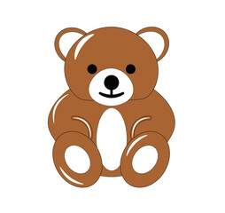 Vector illustration of cartoon teddy bear isolated on white background