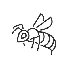 Wasp, linear icon. An insect with wings and a sting. Line with editable stroke