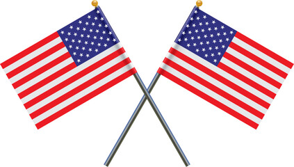 US Flags in criss-cross pattern.
