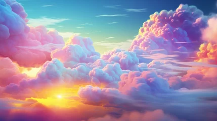 Foto op Canvas Illustration of a breathtaking sunset sky filled with vibrant and dreamy clouds © NK