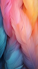 Close-up of beautiful colorful feathers background in pastel colors