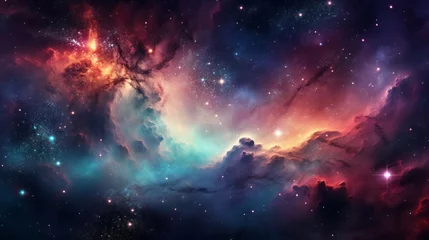 Fotobehang A vibrant and dreamy space filled with stars and clouds © NK