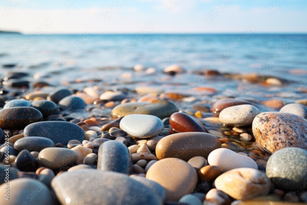 Wall mural stones on serene beach landscape