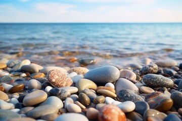 Fototapeta na wymiar stones on serene beach, harmony landscape