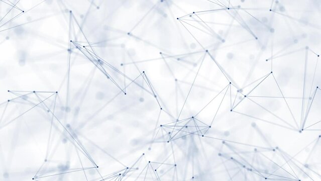 Abstract plexus connections background with dark blue connecting lines and dots on white. Digital data network connectivity concept. This modern technology video is full HD and a seamless loop.