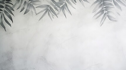 A painting of leaves on a white wall