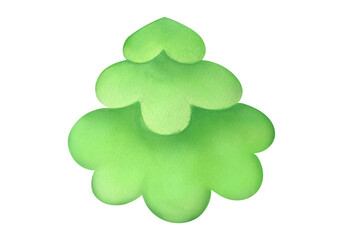 watercolor hand drawn Christmas tree cutout ontransparent background. fluffy, sprawling Coniferous trees happy New Year design. Simple pine-trees clip art. Winter holiday evergreen forest tree