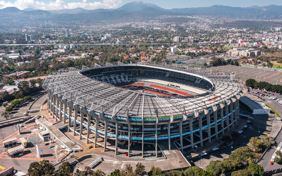 Mexico, Mexico City, February 2022 - Aerial view of Aztec Stadium