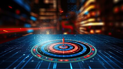 An arrow precisely hitting the target, illustrating business success and goal accomplishment.