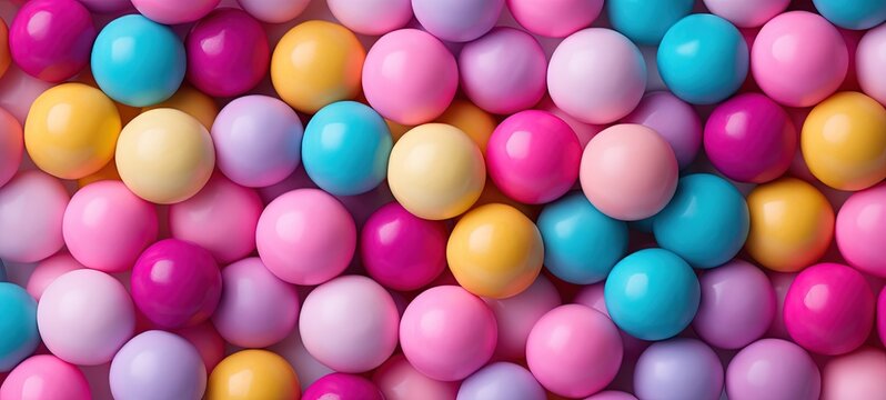 	
top view pink blue plastic balls in ball pool, childhood abstract background, Generative Ai	
