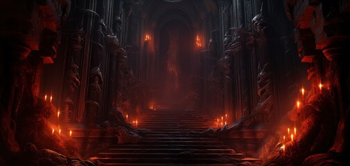 illustration of sinful curse hell gate with smoke and flame Generative Ai	
 - obrazy, fototapety, plakaty