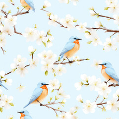 Birds colorful repeat pattern