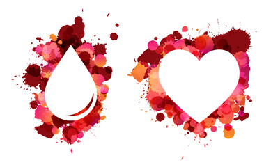Blood donation concept. Decoration elements with colorful paint splashes