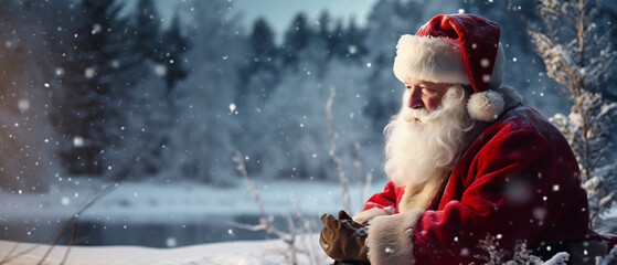 santa claus in a snowy landscape