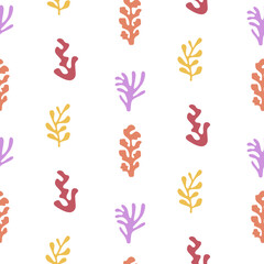 Organic Shape Pattern Seamless Colored Corals Fruits Soft Shapes Flowers Foliage Plants