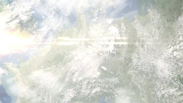 Zoom in from space and focus on Weimar, Germany. 3D Animation. Background for travel intro. Elements of this image furnished by NASA