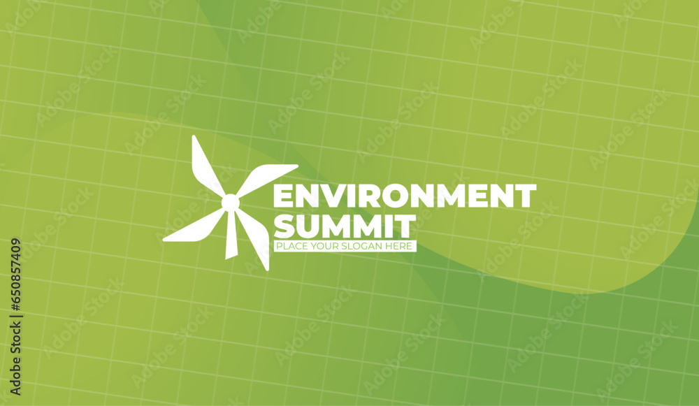 Poster logo graphic design of windmill shape and text - annual event summit. background and title made for 
