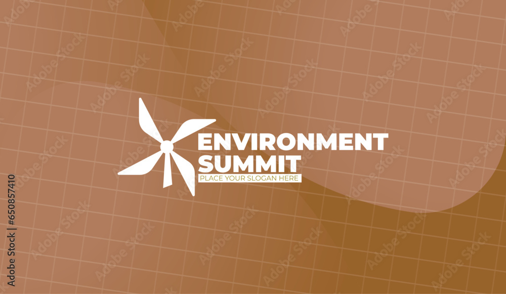 Poster logo graphic design of windmill shape and text - annual event summit. background and title made for 