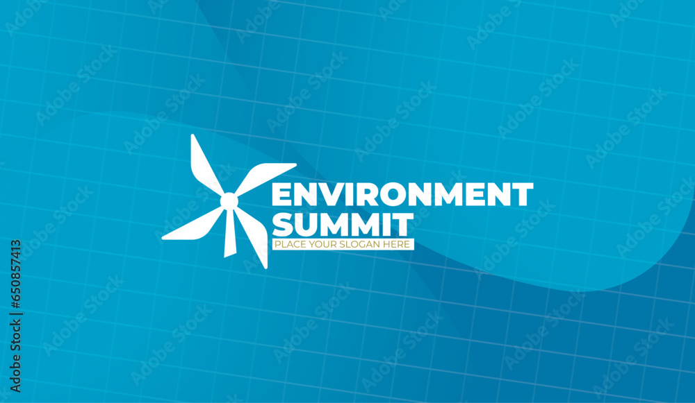 Poster logo graphic design of windmill shape and text - annual event summit. background and title made for 