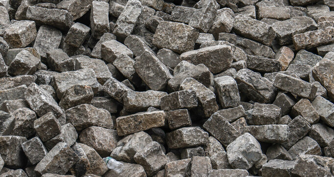 Fototapeta Pile of Granite bricks - Grey Brick Texture