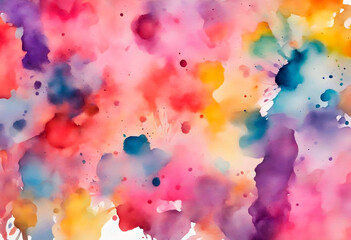 Abstract colorful rainbow color painting illustration - watercolor splashes 