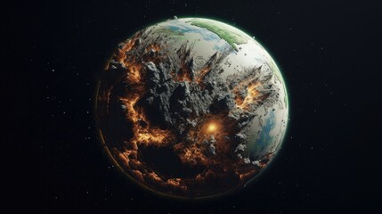 Alien cinematic outer space planet, exoplanet with different weather of the earth