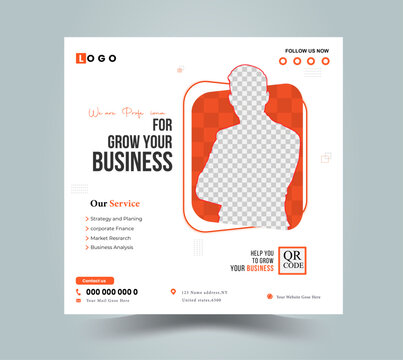 Client testimonials or customer feedback social media post web banner template, business social media post banner template, Editable square banner design with place for the photo.