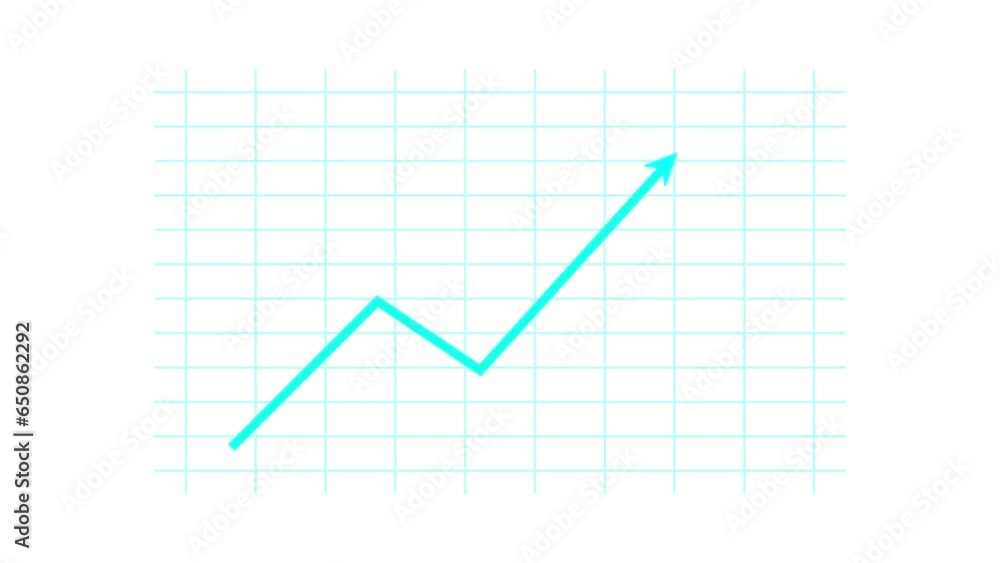 Poster cyan color simple business growing animated on white background, business graph chart animation. e -