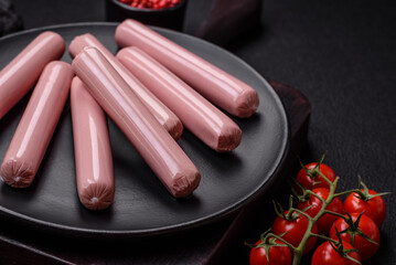 Delicious fresh vegetarian sausage or sausage made from vegetable protein tofu or seitan