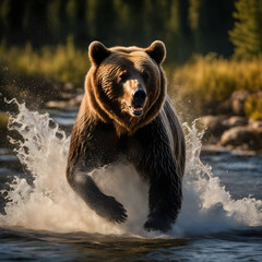 Grizzly bear hunting, regenetative AI by Aquiles Orfei