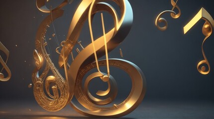 decorative music notes in golden color