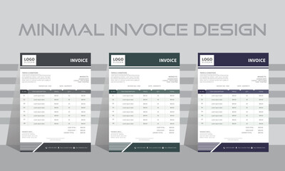 Creative and modern invoice or payment receipt design template.
