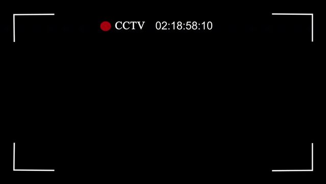 CCTV camera display on main monitor with scan lines on black screen