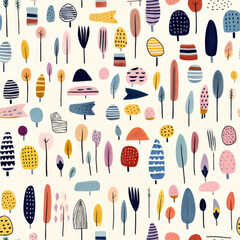 Handdrawn doodles collection artsy creative colorful repeat pattern