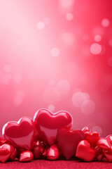 Valentine`s day greeting card background, red love heart shape