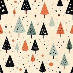 Christmas trees simple minimalistic cartoon repeat pattern