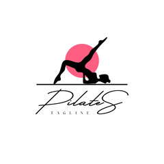 Trainer Pilates Woman Silhouette creative vector logo design