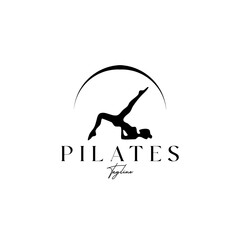Trainer Pilates Woman Silhouette creative vector logo design