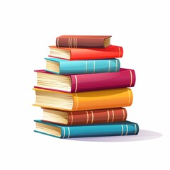 Stack of books, white background