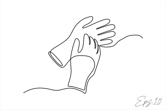 gloves continuous line vector illustration