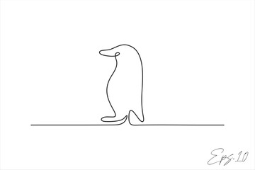 penguin continuous line art drawing