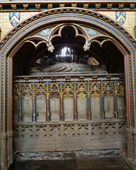Durham, UK - July 12, 2023: Tomb and the Hatfield chantry in the choir of Durham Cathedral, England