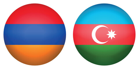  round icon flag of Armenia Azerbaijan concept of  partnership, allies, trade, relations between countries , strategic security background