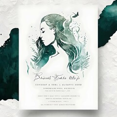 minimalistic mermaid bridal shower invitation template 