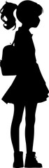 girl carrying a bag silhouette