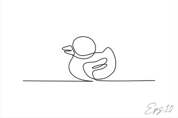 continuous line vector illustration design of one swimming duck