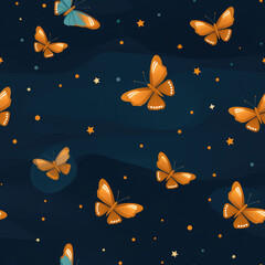 Fototapeta na wymiar Butterflies cartoon repeat pattern