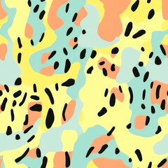 Abstract minimal shapes wavy retro repeat pattern