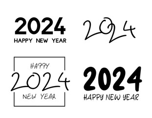 Happy New Year posters. Greeting minimalistic cards. 2024. Poster templates