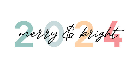 Happy New Year poster. Greeting minimalistic card. 2024. Poster template	